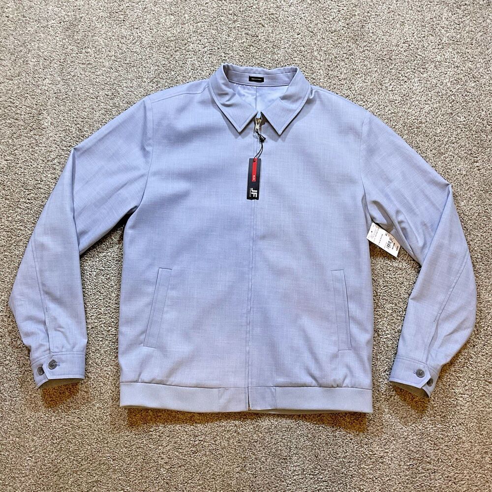 J Ferrar JF Mens Lightweight Bomber Jacket Blue Size Medium Stretch Knit NWT